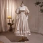 Elegant Champagne Satin Prom Dresses 2023 A-Line / Princess Ruffle High Neck Puffy Short Sleeve Backless Floor-Length / Long Prom Formal Dresses