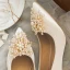 Elegant Chic / Beautiful Ivory Satin Pearl Wedding Shoes 2020 Leather 9 cm Stiletto Heels Pointed Toe Wedding Pumps
