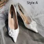 Élégant Vintage / Originale Ivoire Fleur Chaussure De Mariée 2020 Cuir 7 cm Talons Aiguilles À Bout Pointu Mariage Escarpins