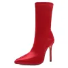 Fashion Winter Black Street Wear Womens Boots 2020 11 cm Stiletto Heels Pointed Toe Boots