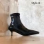 Fashion Black Street Wear Leather Womens Boots 2020 Ankle 5 cm Stiletto Heels Pointed Toe Boots