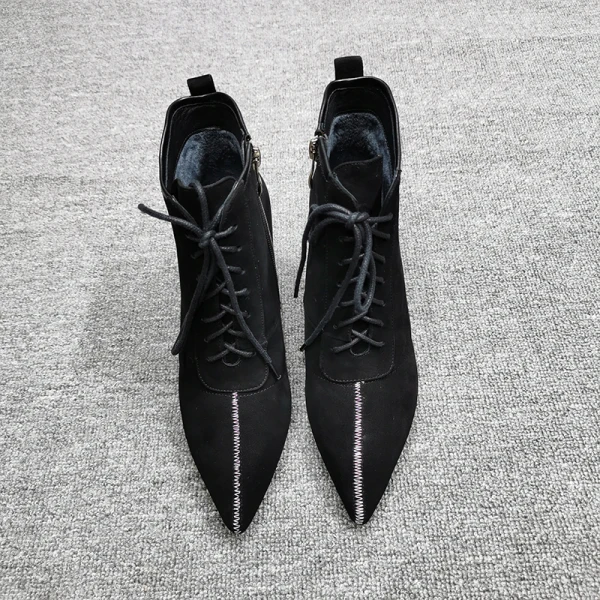Chic / Beautiful Winter Dark Green Street Wear Suede Womens Boots 2020 Leather 8 cm Stiletto Heels Pointed Toe Boots