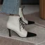 Chic / Beautiful Beige Casual Two Tone Womens Boots 2020 Leather 8 cm Stiletto Heels Pointed Toe Boots