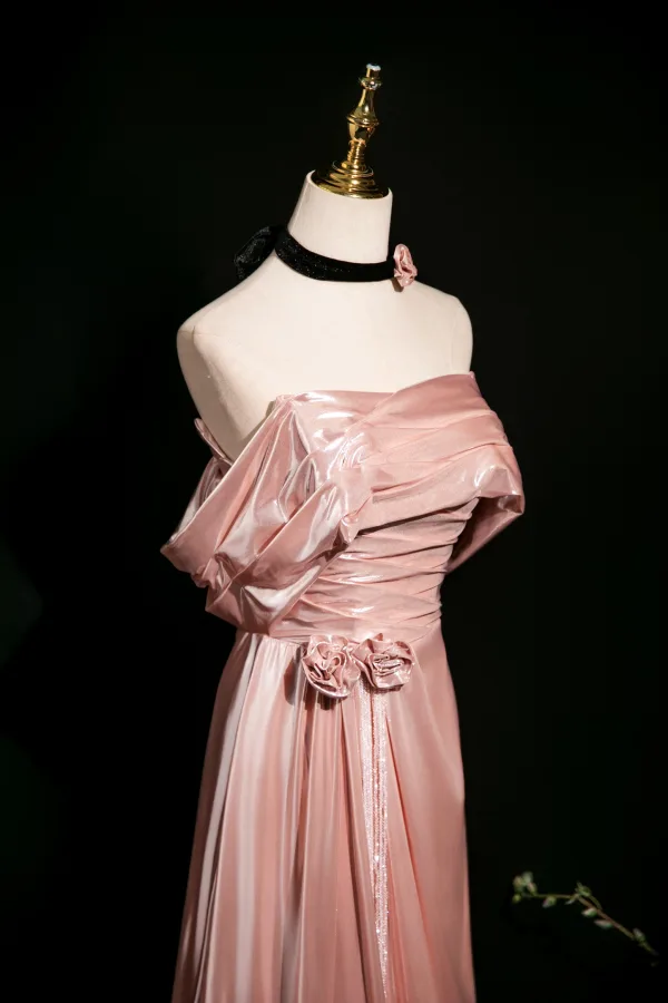 Sexy Rosa Gespaltete Front Glanz Abendkleider 2025 Meerjungfrau Bandeau Ärmellos Rückenfreies Sweep / Pinsel Zug Abend Festliche Kleider