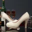 Charmant Ivoire Club de carnaval Perle Escarpins 2020 Cuir 14 cm Talons Aiguilles Imperméables À Bout Pointu Escarpins