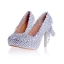 Charming Silver Rhinestone Wedding Shoes 2020 Leather Waterproof 12 cm Stiletto Heels Pointed Toe Wedding Pumps