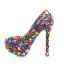 Amazing / Unique Multi-Colors Crystal Rave Club Pumps 2020 Leather Waterproof 14 cm Stiletto Heels Pointed Toe Pumps