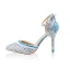 Sexy Silver Evening Party Rhinestone Womens Sandals 2020 Ankle Strap 10 cm Stiletto Heels Pointed Toe Sandals