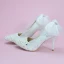 Elegant Ivory Lace Flower Wedding Shoes 2020 Pearl Rhinestone Bow 8 cm Stiletto Heels Pointed Toe Wedding Pumps