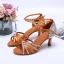 Charmant Braun Strass Latein Tanzschuhe 2020 Satin Knöchelriemen 8 cm Stilettos Peeptoes Tanzen Sandaletten