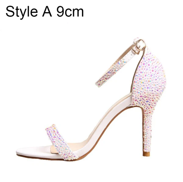 Sexy Multi-Couleurs Faux Diamant Soirée Sandales Femme 2020 Bride Cheville 9 cm Talons Aiguilles Peep Toes / Bout Ouvert Sandales