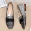 Fashion Silver Black Street Wear Sequins Pumps 2020 Bow 3 cm Thick Heels Low Heel Pointed Toe Pumps