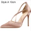 Chic / Beautiful Nude Street Wear Satin Womens Sandals 2020 X-Strap 10 cm Stiletto Heels Pointed Toe Sandals