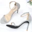 Sexy Gold Glitter Evening Party Womens Sandals 2020 Ankle Strap Sequins 10 cm Stiletto Heels Pointed Toe Sandals