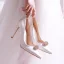 Chic / Beautiful White Rhinestone Wedding Shoes 2020 Leather 10 cm Stiletto Heels Pointed Toe Wedding Pumps