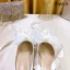 Chic / Beautiful Ivory Satin Wedding Shoes 2020 Pearl 8 cm Stiletto Heels Pointed Toe Wedding Pumps