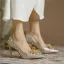 Charming Champagne Crystal Wedding Shoes 2020 Leather Rhinestone 8 cm Stiletto Heels Pointed Toe Wedding Pumps