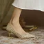 Glittrande Guld Pärla Rhinestone Brudskor 2020 Läder 6 cm Stilettklackar Spetsiga Bröllop Pumps
