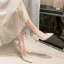 Élégant Gris Promo Satin Escarpins 2020 Perle 10 cm Talons Aiguilles À Bout Pointu Escarpins