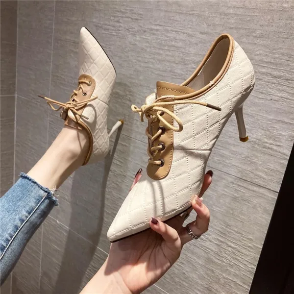 Fashion Black Street Wear Pumps 2020 7 cm Stiletto Heels Pointed Toe Pumps