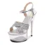 Sexy Noire Club de carnaval Paillettes Sandales Femme 2021 Bride Cheville 15 cm Talons Aiguilles Peep Toes / Bout Ouvert Sandales Talons Hauts