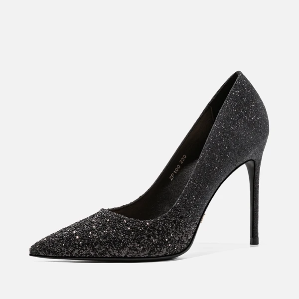 Scintillantes Argenté Soirée Paillettes Escarpins 2021 Cuir 10 cm Talons Aiguilles À Bout Pointu Escarpins