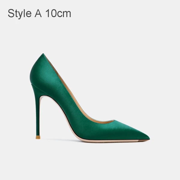 Modest / Simple Green Office OL Pumps 2021 Leather 10 cm Stiletto Heels Pointed Toe Pumps