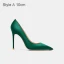 Modest / Simple Green Office OL Pumps 2021 Leather 10 cm Stiletto Heels Pointed Toe Pumps