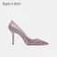 Glitzernden Rosa Hochzeit Pailletten Brautschuhe 2021 Leder 8 cm Stilettos Spitzschuh Pumps