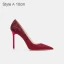 Charmant Rouge Mariage Cuir Paillettes Chaussure De Mariée 2021 10 cm Talons Aiguilles À Bout Pointu Escarpins