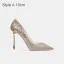 Glittrande Champagne Guld Glittriga / Glitter Paljetter Afton Pumps 2021 Läder 10 cm Stilettklackar Spetsiga Pumps