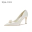 Élégant Ivoire Satin Chaussure De Mariée 2021 Perle Fleur 8 cm Talons Aiguilles À Bout Pointu Mariage Escarpins