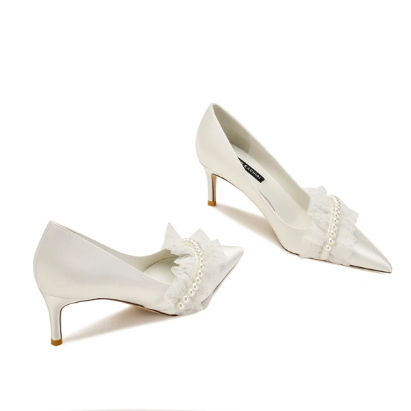 Emily Bridal Bruidsschoenen Zijden Satijn Stiletto Heel Closed Toe