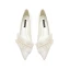 Stilig Elfenben Perle Satin Flate Brudesko 2021 Spisse Bryllup Pumps