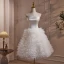 Chic / Beautiful White Satin Ruffle Short Party Dresses 2024 A-Line / Princess Strapless Sleeveless Backless Cocktail Party Evening Party Formal Dresses