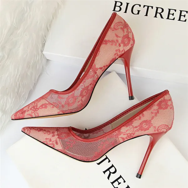 Fine Elfenben Brudesko 2018 Blonder 10 cm Stiletthæler Spisse Bryllup Pumps