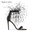 Sexy Noire Cocktail Sandales Femme 2021 Bride Cheville Plumes Cuir 9 cm Talons Aiguilles Peep Toes / Bout Ouvert Sandales