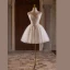 Sexy Ivory / Creme Perlenstickerei Pailletten Kurze Partykleider 2024 Bandeau Ärmellos Rückenfreies Cocktail Abend Festliche Kleider