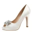 Classy Ivory Satin Rhinestone Wedding Shoes 2021 10 cm Stiletto Heels Open / Peep Toe Wedding Heels