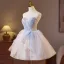 Sexy Sky Blue Beading Pearl Sequins Party Dresses 2025 Ball Gown Strapless Sleeveless Backless Floor-Length / Long Cocktail Party Evening Party Formal Dresses