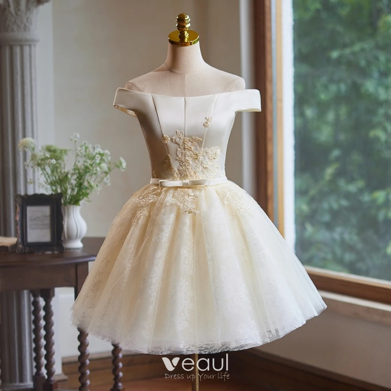 Champagne lace cocktail dress shop