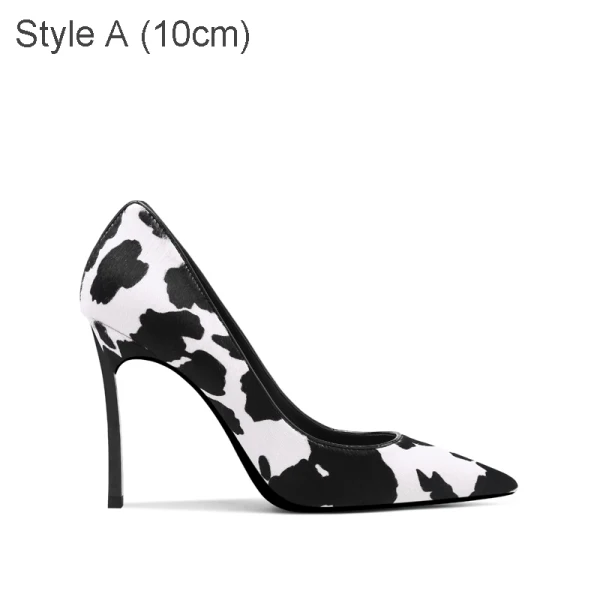 Chic / Beautiful Black White Cocktail Party Suede Pumps 2021 Leather 10 cm Stiletto Heels Pointed Toe Pumps