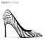Chic / Belle Noire Blanche Daim Motif De Zebra Vêtement de rue Escarpins 2021 Cuir 10 cm Talons Aiguilles À Bout Pointu Escarpins
