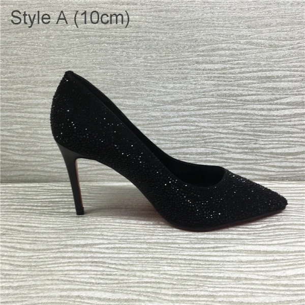 Glitter Zwarte Avond Rhinestone Pumps 2021 8 cm Naaldhakken / Stiletto Spitse Neus Pumps