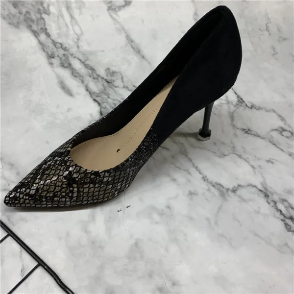 Chic / Belle Bureau Vert Cendré OL Cuir Daim Escarpins 2021 8 cm Talons Aiguilles À Bout Pointu Escarpins