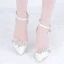 Charmant Schöne Ivory / Creme Perle Strass Brautschuhe 2021 Knöchelriemen 8 cm Stilettos Spitzschuh Hochzeit High Heels