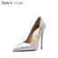 Sexy Silber Glanz Abend Pumps 2021 10 cm Stilettos Hochhackige Spitzschuh Pumps