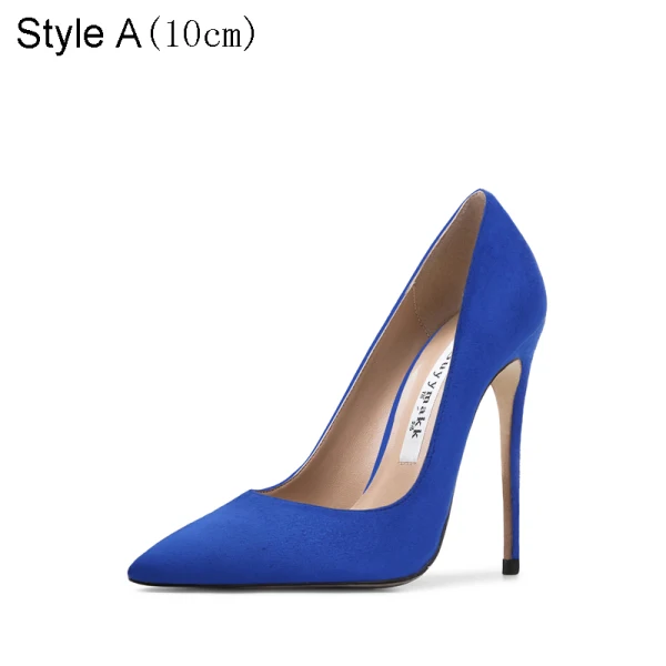 Edles Königliches Blau Büro OL Wildleder Pumps 2021 10 cm Stilettos Hochhackige Spitzschuh Pumps