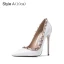 Fashion White Evening Party Rivet Pumps 2021 10 cm Stiletto Heels High Heels Pointed Toe Pumps