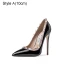 Sexy Black Evening Party Rivet Pumps 2021 Patent Leather 10 cm Stiletto Heels High Heels Pointed Toe Pumps